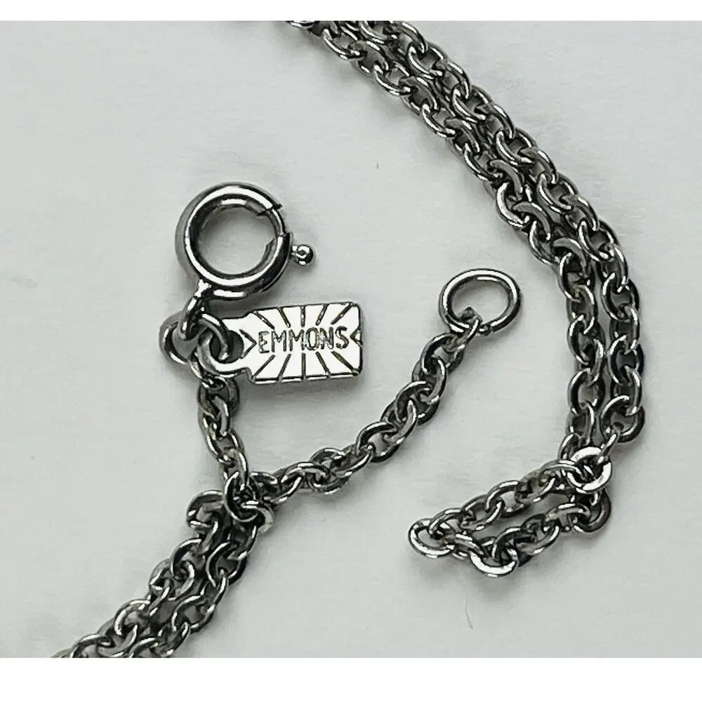 Vintage Emmons Necklace Silver Tone Spring Ring Clasp Round Link Wome Signed Tag